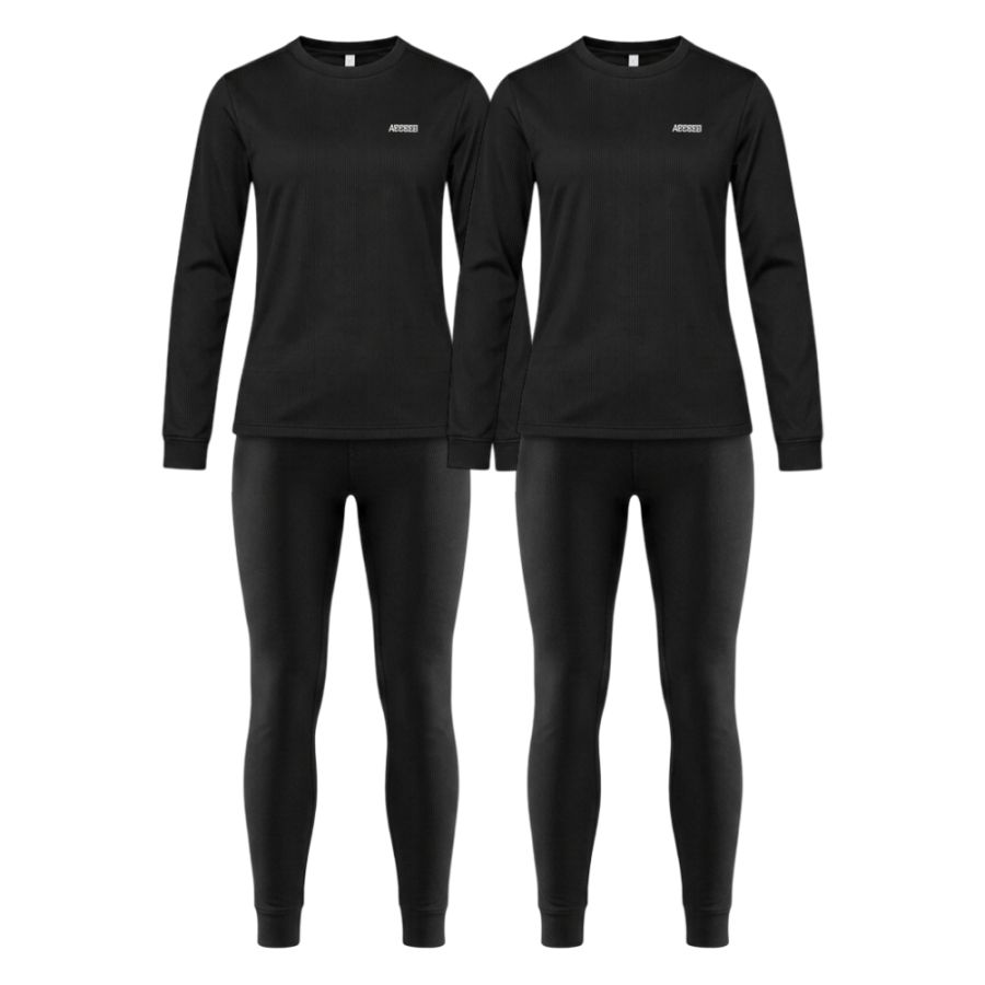 Accezzi Baselayer, thermokleding, 2 sets, dames, zwart