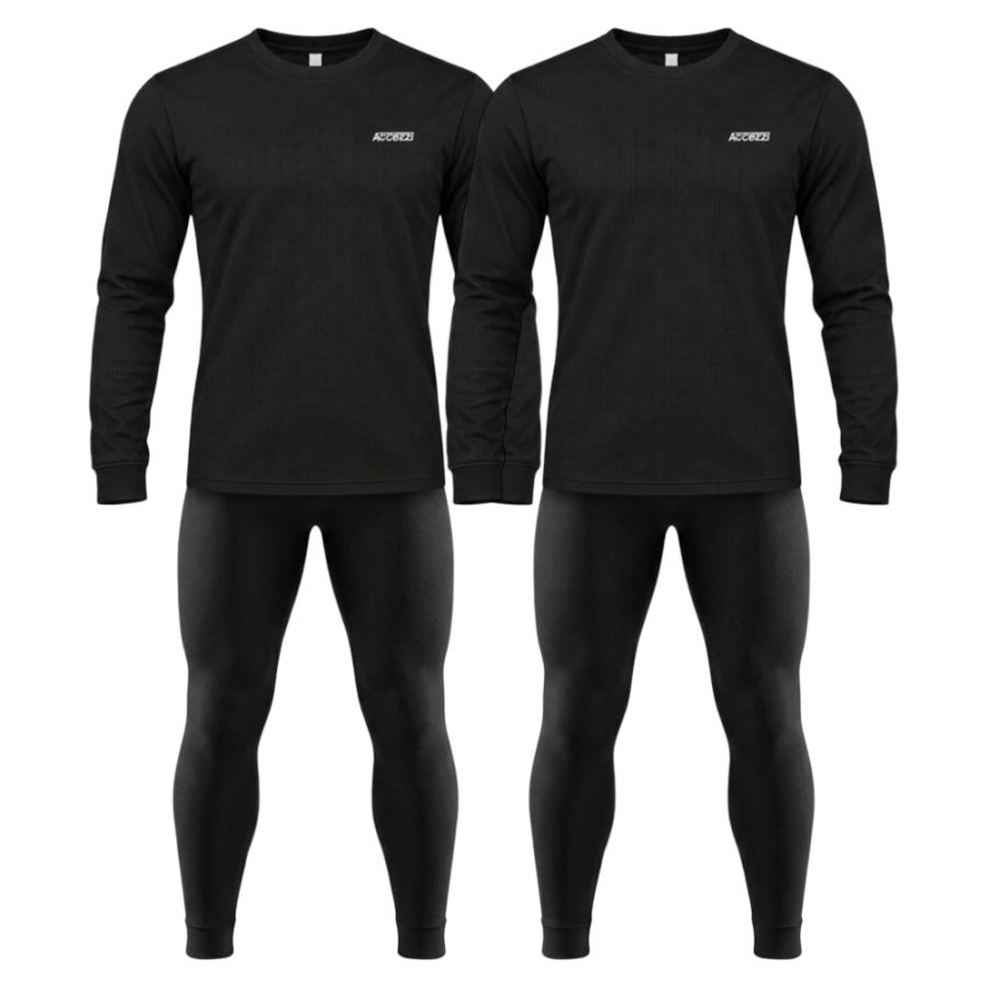 Accezzi Baselayer, thermokleding, 2 sets, heren, zwart