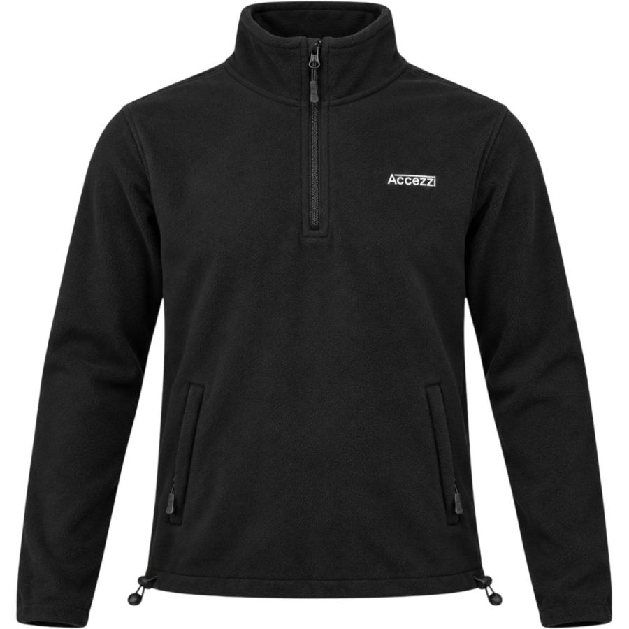 Accezzi, fleece trui 1/2 rits, heren, zwart