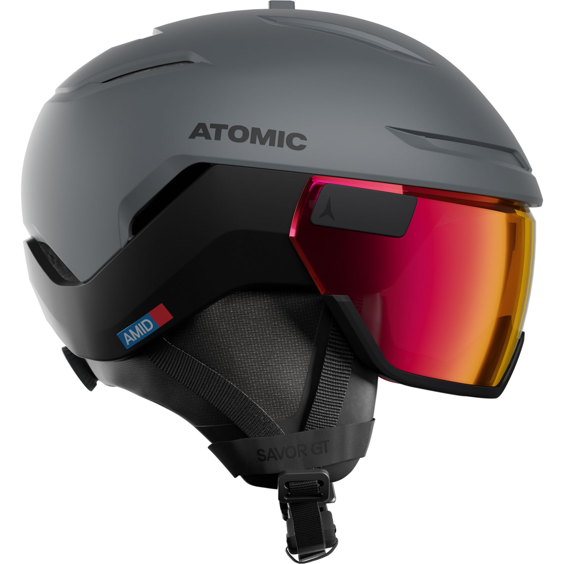 Atomic Savor GT Amid Visor Photo, skihelm met vizier, grijs