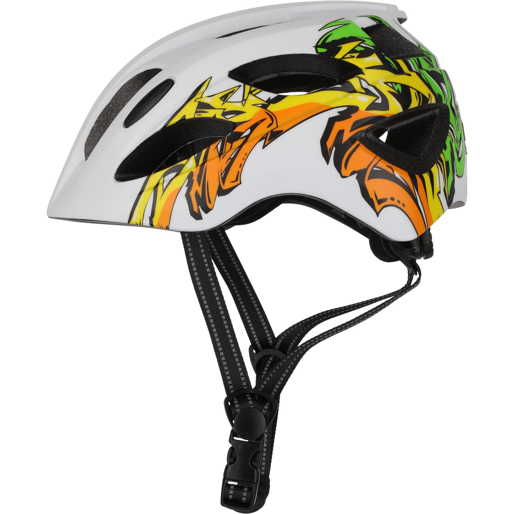 Fietshelm kinderen 6-12 jaar| Geel Graffiti| Crazy Safety| EN1078 Certificatie