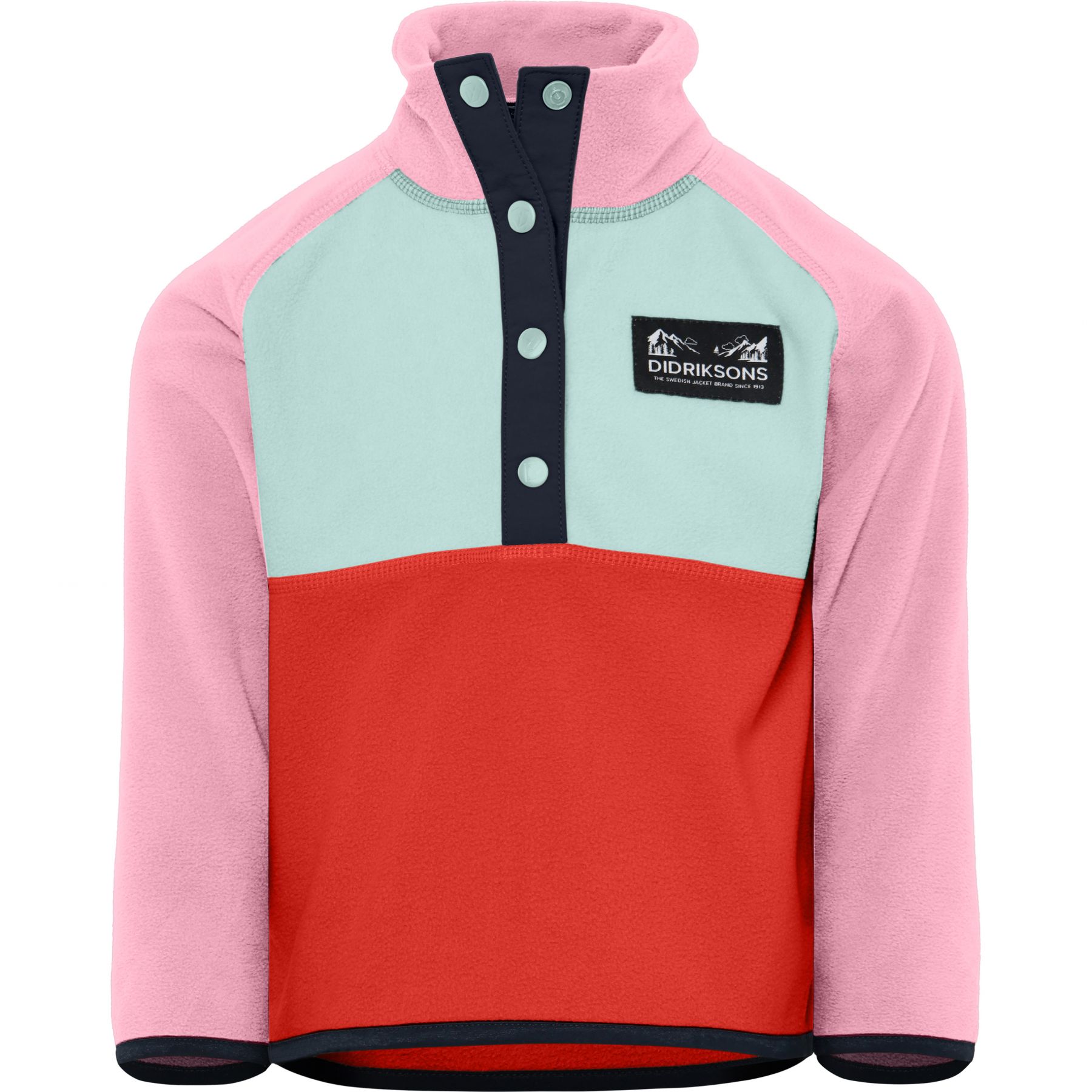 Didriksons Monte, fleecetrui, junior, roze/lichtblauw/oranje