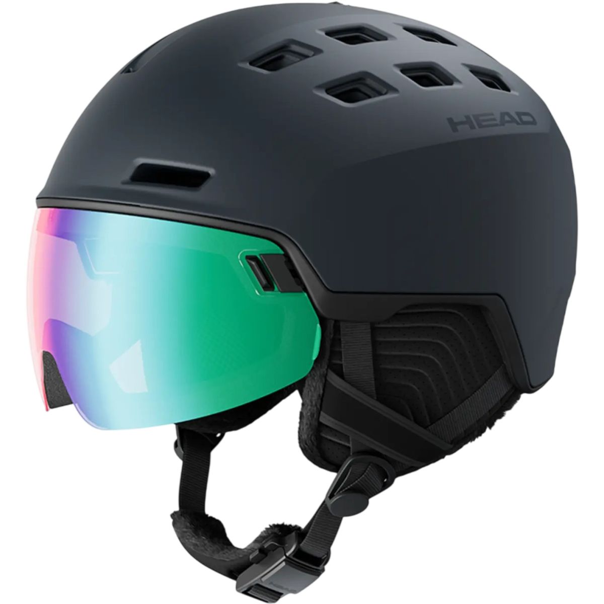 Head Radar Photo, skihelm met vizier, donkergrijs