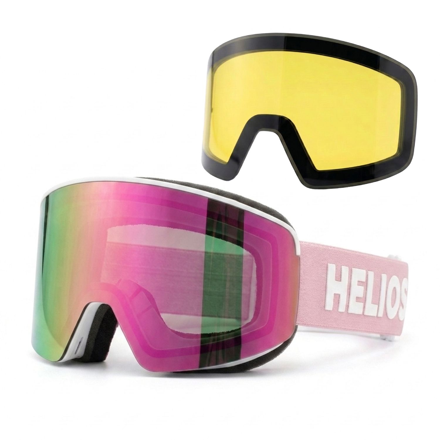 Helios View Magnet, skibrillen, Wit/roze