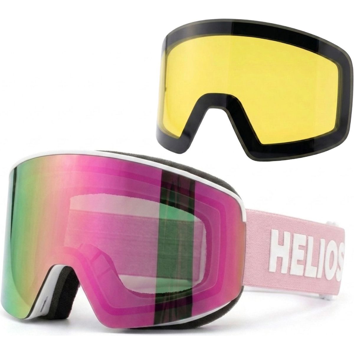 Helios View Magnet, skibrillen, Wit/roze