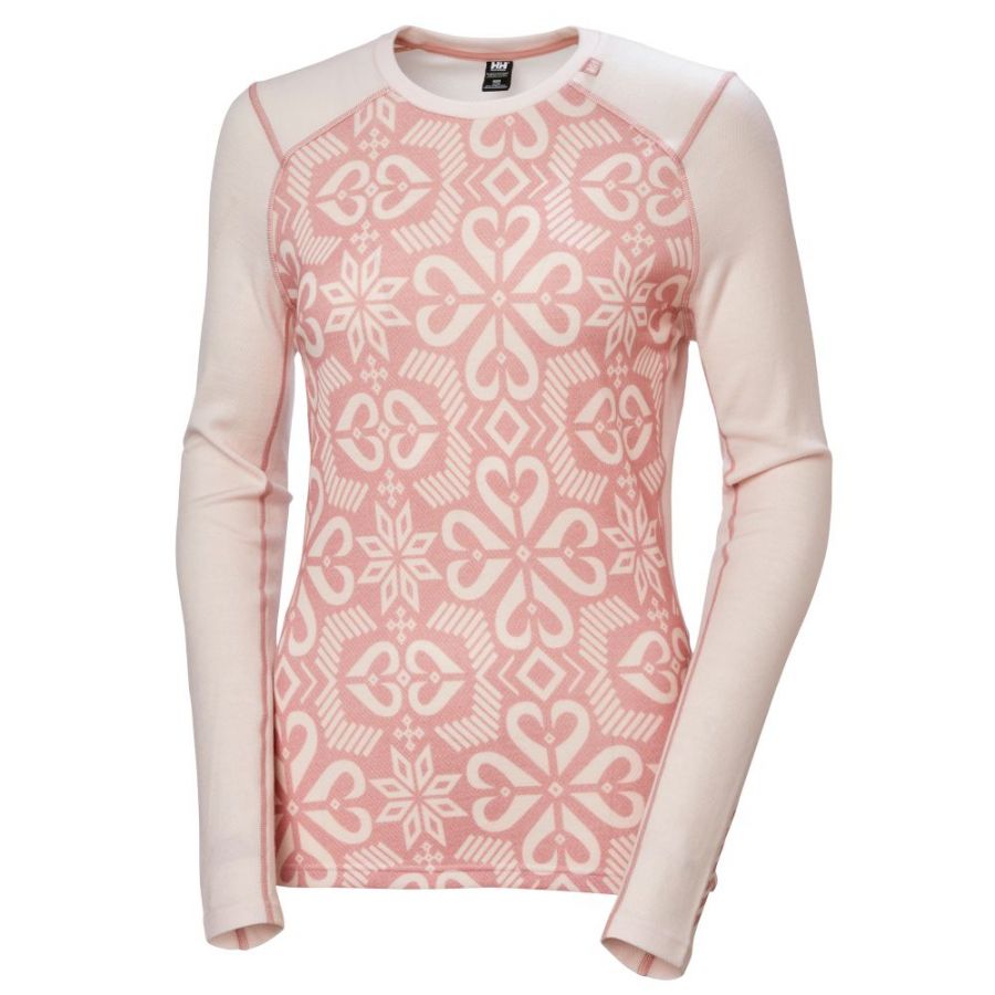 Helly Hansen Lifa Merino Midweight Graphic Crew, dames, roze
