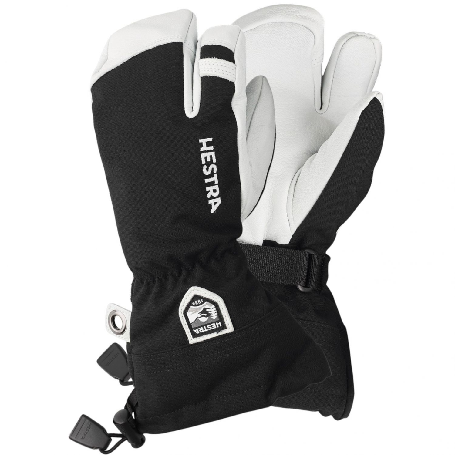 Hestra Army Leather Heli 3-vinger skihandschoenen junior, zwart