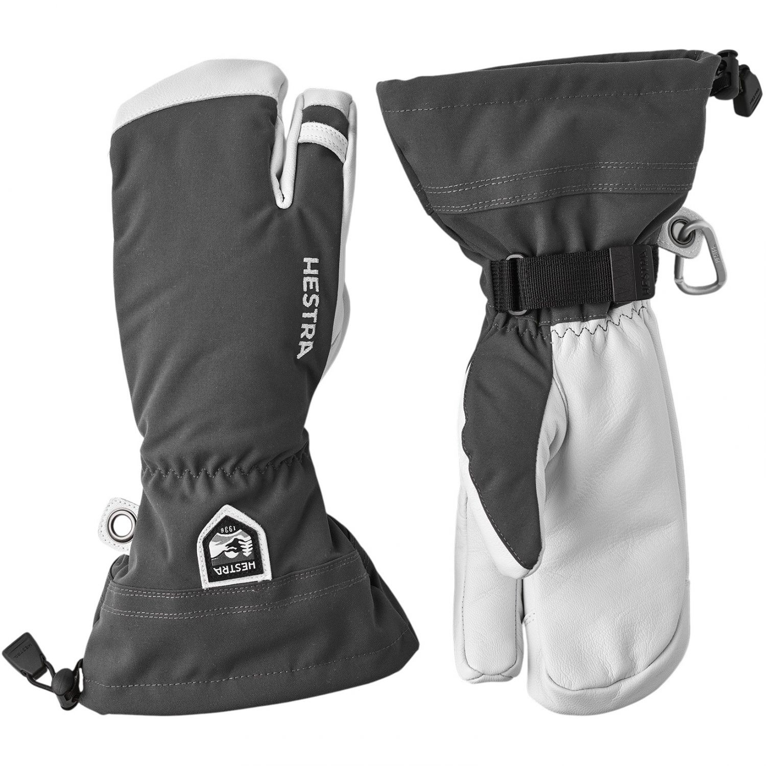 Hestra Army Leather Heli Ski, 3-vinger skihandschoenen grijs