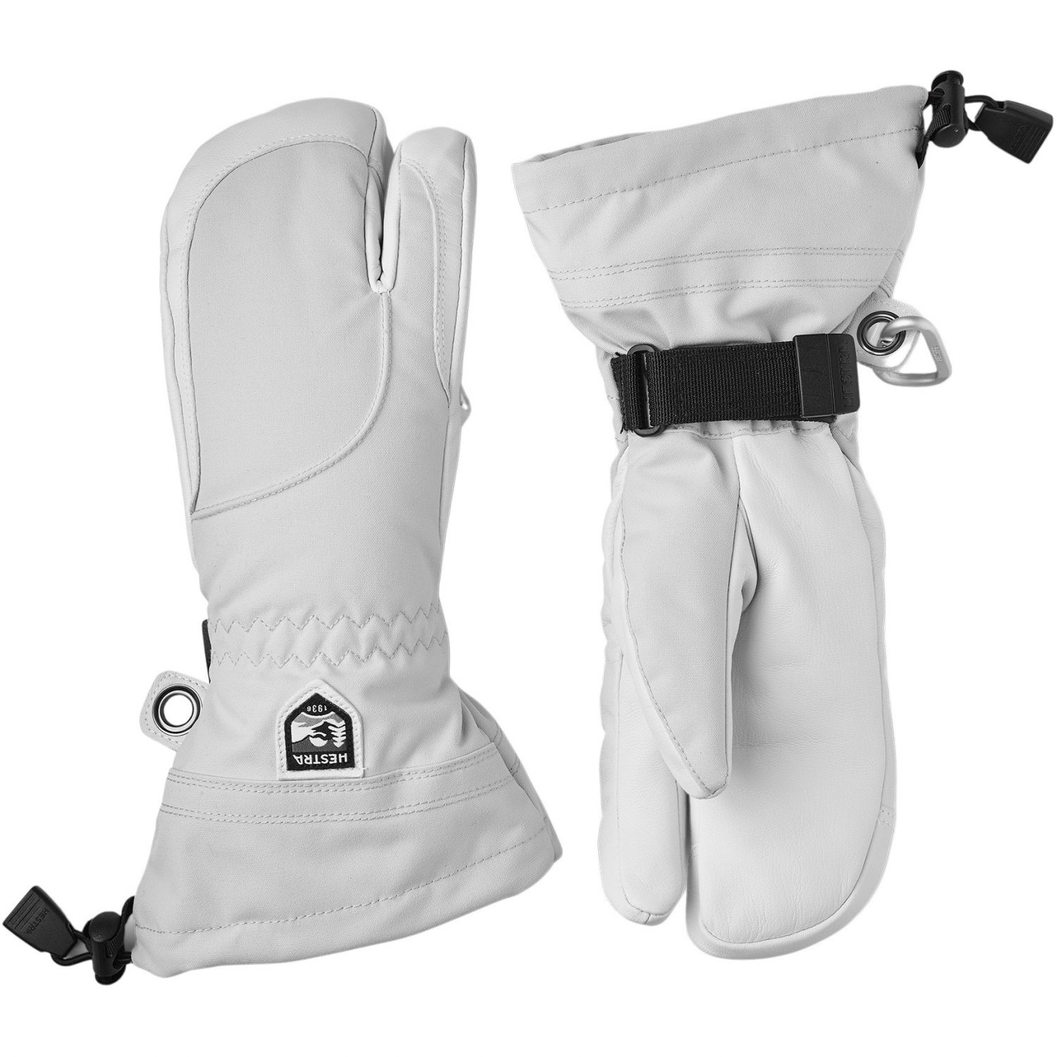 Hestra Heli Ski, 3-vinger skihandschoenen dames, lichtgrijs/wit