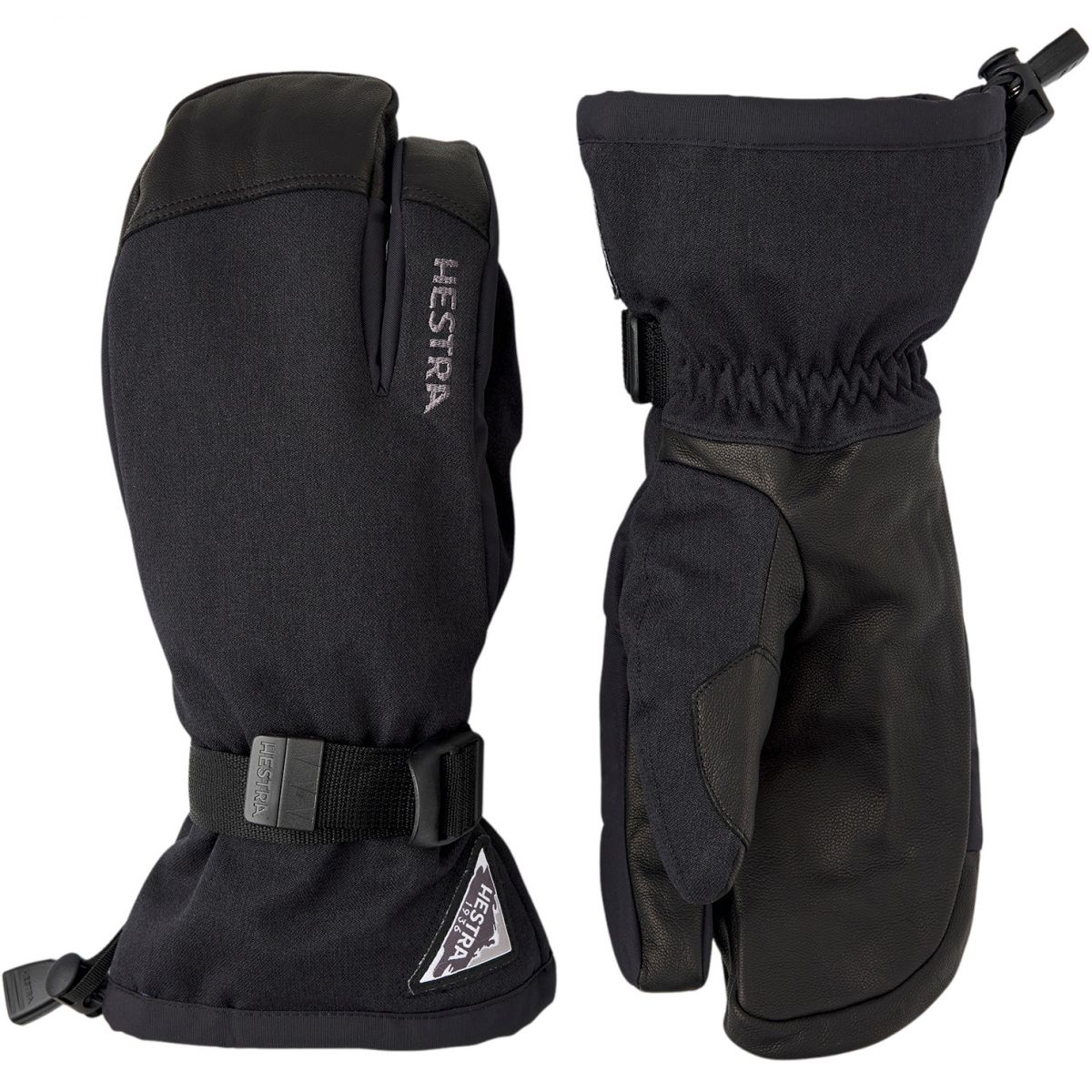 Hestra Powder Gauntlet, 3-vingerige skihandschoenen, zwart