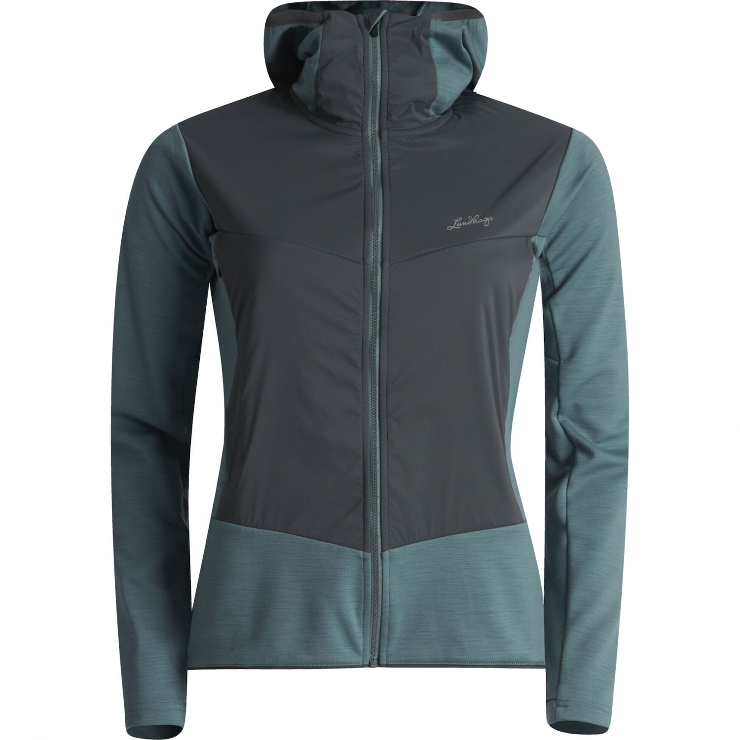 Lundhags Padje Merino Block Hoodie, tussenlaag, dames, blauw/grijs
