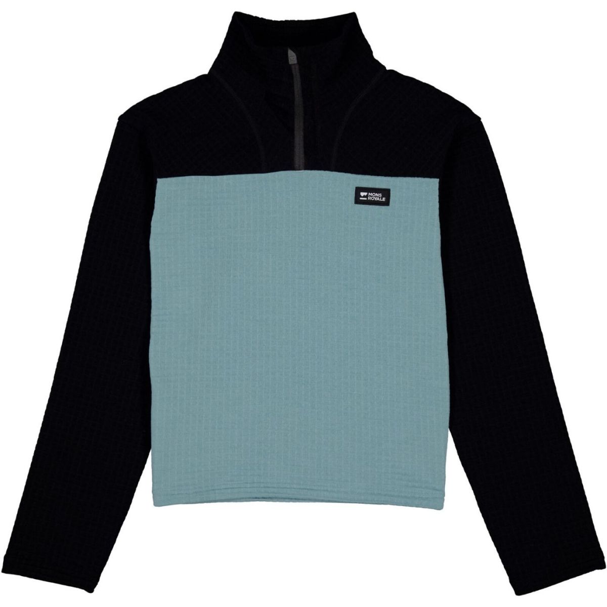 Mons Royale Offgrid Merino Fleece Long Sleeve, fleece trui, dames, blauw/zwart