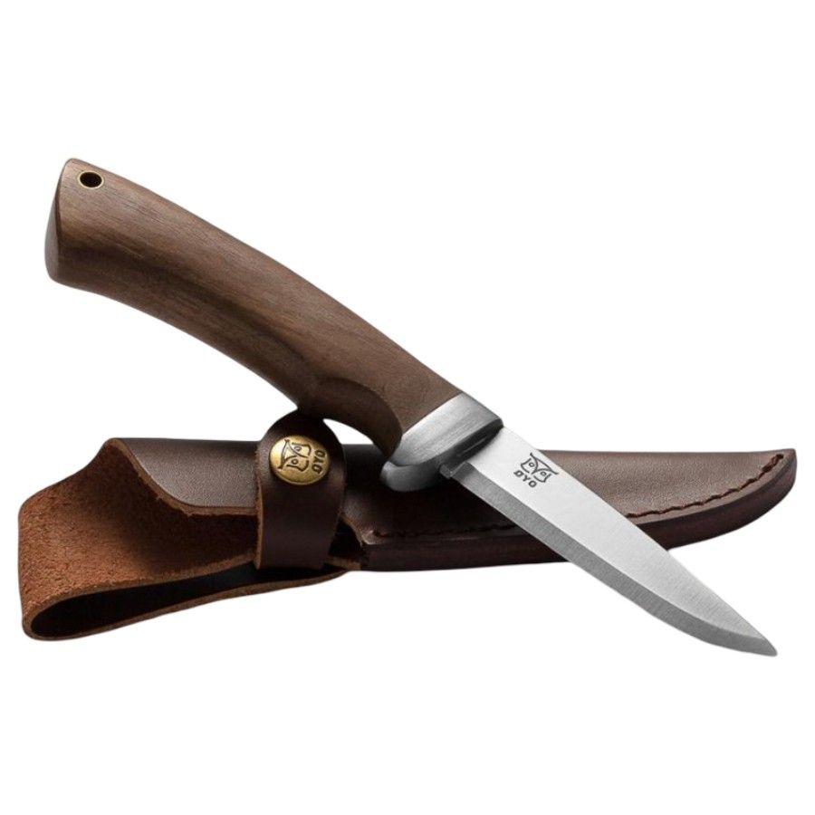 Oyo Dovre Knife W/ Lederen Schede, wandelmes, bruin