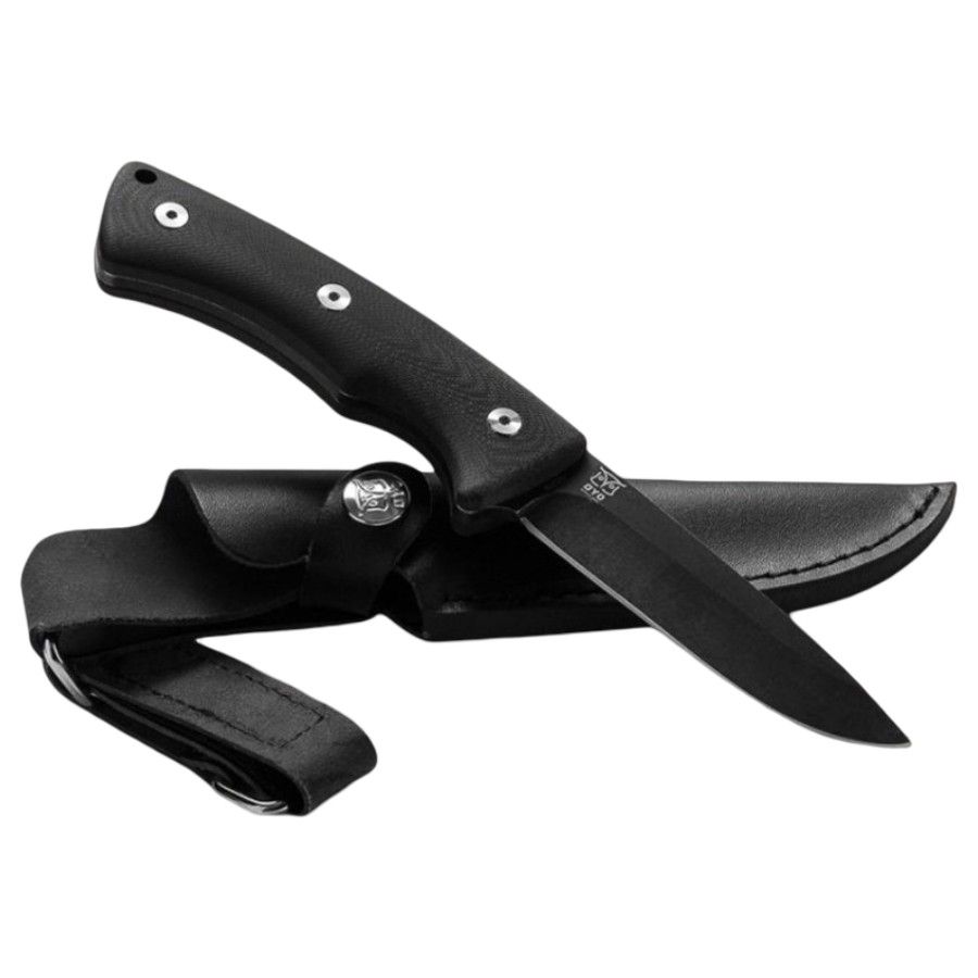 Oyo Falketind Knife W/ Leather Sheath, wandelmes, zwart