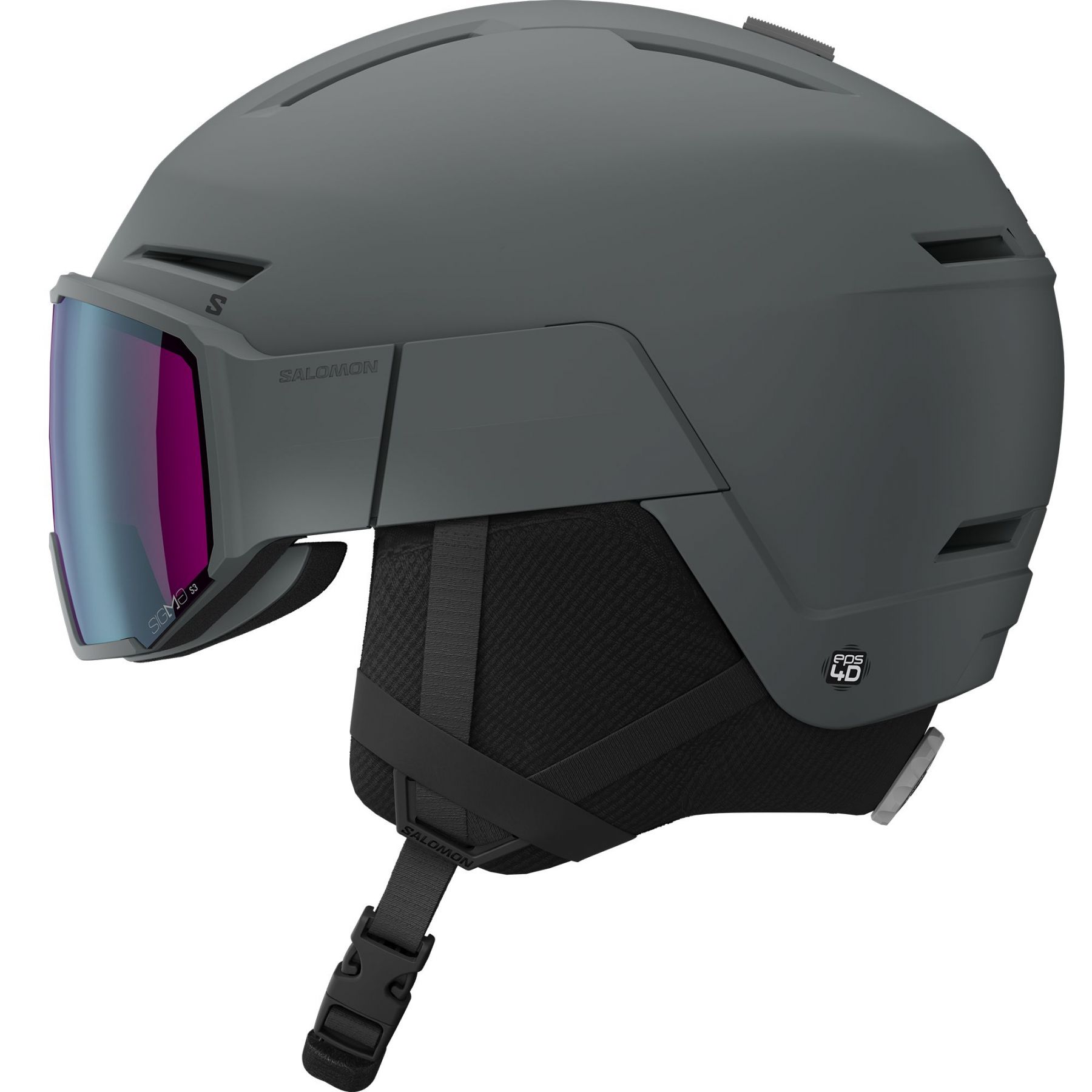 Salomon Osmo Simga, skihelm met vizier, grijs