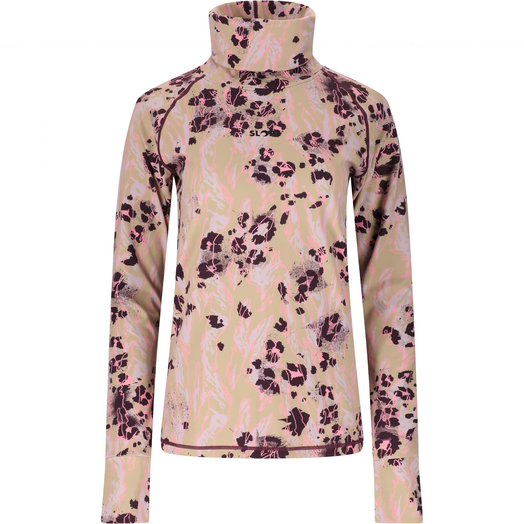 SLOPE Nyland AOP high neck midlayer, dames, feather gray